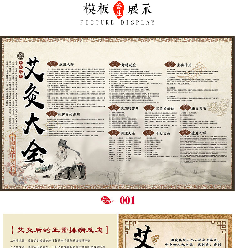 。中醫掛圖養生館裝飾畫泥灸汗蒸刮痧宣傳圖片理療店海報廣告墻貼